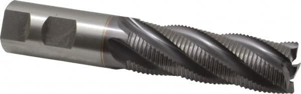 OSG - 1" Diam, Fine Pitch, 3" LOC, 5 Flute Cobalt Roughing Square End Mill - TiCN Finish, 5-1/2" OAL, 1" Shank Diam, Single End, 30° Helix - Americas Industrial Supply