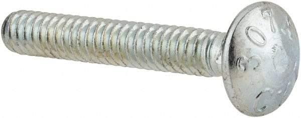 Value Collection - #10-24 UNC 1-1/4" Length Under Head, Standard Square Neck, Carriage Bolt - Grade 2 Steel, Zinc-Plated Finish - Americas Industrial Supply