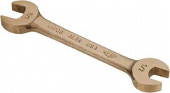 Ampco - 1/2" x 5/8" Nonsparking Open End Wrench - 5-3/4" OAL, Double End, Plain Finish, 15° Head Angle - Americas Industrial Supply