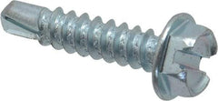 Value Collection - #8, Hex Washer Head, Slotted Drive, 3/4" Length Under Head, #2 Point, Self Drilling Screw - Grade 1016-1024 Steel, Zinc-Plated Finish - Americas Industrial Supply