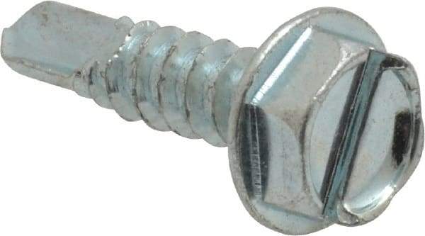 Value Collection - #10, Hex Washer Head, Slotted Drive, 3/4" Length Under Head, #3 Point, Self Drilling Screw - Grade 1016-1024 Steel, Zinc-Plated Finish - Americas Industrial Supply