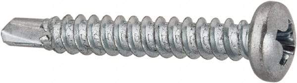 Value Collection - #6, Pan Head, Phillips Drive, 1" Length Under Head, #2 Point, Self Drilling Screw - Grade 1016-1024 Steel, Zinc-Plated Finish - Americas Industrial Supply