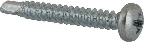 Value Collection - #8, Pan Head, Phillips Drive, 1-1/4" Length Under Head, #2 Point, Self Drilling Screw - Grade 1016-1024 Steel, Zinc-Plated Finish - Americas Industrial Supply