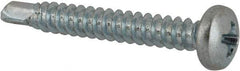 Value Collection - #8, Pan Head, Phillips Drive, 1-1/4" Length Under Head, #2 Point, Self Drilling Screw - Grade 1016-1024 Steel, Zinc-Plated Finish - Americas Industrial Supply