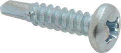Value Collection - #12, Pan Head, Phillips Drive, 1" Length Under Head, #3 Point, Self Drilling Screw - Grade 1016-1024 Steel, Zinc-Plated Finish - Americas Industrial Supply