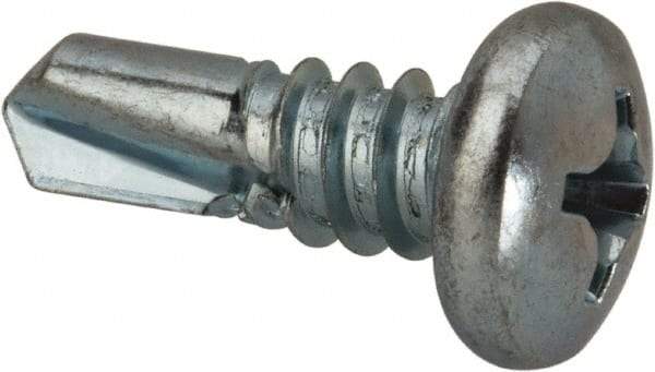 Value Collection - 1/4", Pan Head, Phillips Drive, 3/4" Length Under Head, #3 Point, Self Drilling Screw - Grade 1016-1024 Steel, Zinc-Plated Finish - Americas Industrial Supply