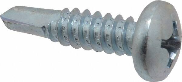 Value Collection - 1/4", Pan Head, Phillips Drive, 1" Length Under Head, #3 Point, Self Drilling Screw - Grade 1016-1024 Steel, Zinc-Plated Finish - Americas Industrial Supply