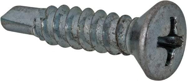 Value Collection - #8, Oval Head, Phillips Drive, 3/4" OAL, #2 Point, Self Drilling Screw - Grade 1016-1024 Steel, Zinc-Plated Finish - Americas Industrial Supply