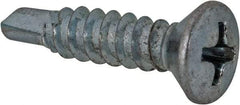 Value Collection - #8, Oval Head, Phillips Drive, 3/4" OAL, #2 Point, Self Drilling Screw - Grade 1016-1024 Steel, Zinc-Plated Finish - Americas Industrial Supply