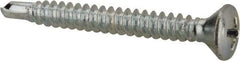 Value Collection - #8, Oval Head, Phillips Drive, 1-1/2" OAL, #2 Point, Self Drilling Screw - Grade 1016-1024 Steel, Zinc-Plated Finish - Americas Industrial Supply