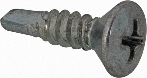 Value Collection - #10, Oval Head, Phillips Drive, 3/4" OAL, #2 Point, Self Drilling Screw - Grade 1016-1024 Steel, Zinc-Plated Finish - Americas Industrial Supply