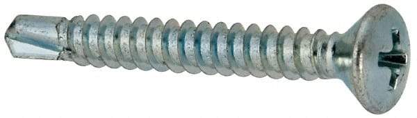 Value Collection - #10, Oval Head, Phillips Drive, 1-1/2" OAL, #2 Point, Self Drilling Screw - Grade 1016-1024 Steel, Zinc-Plated Finish - Americas Industrial Supply