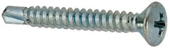 Value Collection - #10, Oval Head, Phillips Drive, 1-1/2" OAL, #2 Point, Self Drilling Screw - Grade 1016-1024 Steel, Zinc-Plated Finish - Americas Industrial Supply