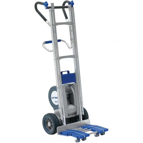 Wesco Industrial Products - 725 Lb Capacity 63" OAH Stair Climbing Battery Powered Hand Truck - Ergonomic Dual Grip Handle, Aluminum, Microcellular Wheels - Americas Industrial Supply
