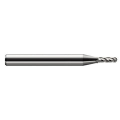 ‎0.07″ Dia. × 1/8″ Shank × 0.21″ DOC × 1-1/2″ OAL, Carbide Uncoated, Stub|Standard , 4 Flute, Ballnose End Mill