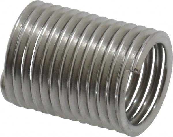 Recoil - M8x1.00 Metric Fine, 16mm OAL, Free Running Helical Insert - 13 Free Coils, Tanged, Stainless Steel, Bright Finish, 2D Insert Length - Americas Industrial Supply