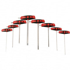 Wiha - 1 Piece, Ergo Dual Component Ball End & T-Handle Driver Hex Key Set - 2 to 10mm Range, Dual Composite - Americas Industrial Supply