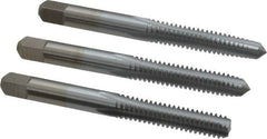 Made in USA - 1/4-20 UNC, 4 Flute, Bottoming, Plug & Taper, Chrome Finish, High Speed Steel Tap Set - Right Hand Cut, 2-1/2" OAL, 1" Thread Length, 2B/3B Class of Fit - Americas Industrial Supply