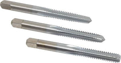 Made in USA - 1/4-20 UNC, 4 Flute, Bottoming, Plug & Taper, Chrome Finish, High Speed Steel Tap Set - Right Hand Cut, 2-1/2" OAL, 1" Thread Length, 2B/3B Class of Fit - Americas Industrial Supply