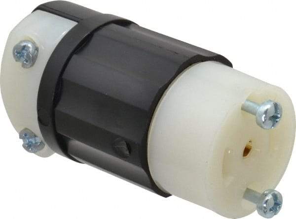 Leviton - 125/250 VAC, 15 Amp, ML-3R Configuration, Industrial Grade, Ungrounded Connector - 1 Phase, 3 Poles, 0.218 to 0.43 Inch Cord Diameter - Americas Industrial Supply