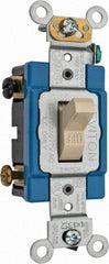 Leviton - 2 Pole, 120 to 277 VAC, 15 Amp, Industrial Grade, Toggle, Wall and Dimmer Light Switch - 1.31 Inch Wide x 4.06 Inch High - Americas Industrial Supply