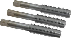 Made in USA - 1/2-13 UNC, 4 Flute, Bottoming, Plug & Taper, Chrome Finish, High Speed Steel Tap Set - Right Hand Cut, 3-3/8" OAL, 1-21/32" Thread Length, 2B/3B Class of Fit - Americas Industrial Supply