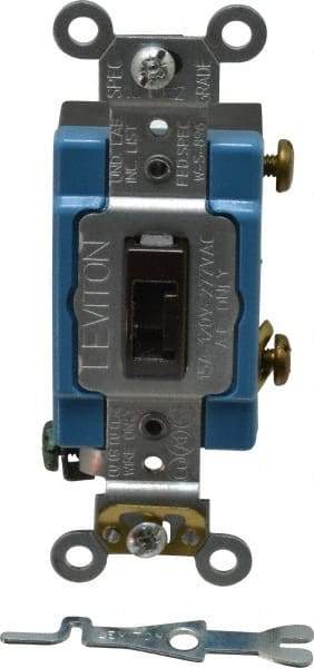 Leviton - 1 Pole, 120 to 277 VAC, 15 Amp, Industrial Grade, Toggle, Wall and Dimmer Light Switch - 1.31 Inch Wide x 4.06 Inch High - Americas Industrial Supply