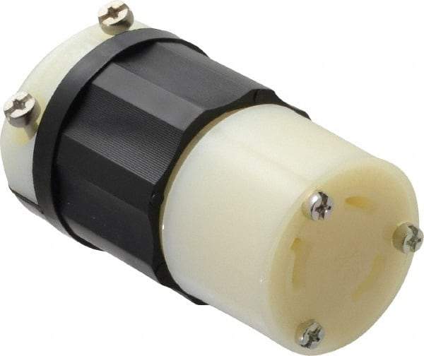 Leviton - 480 VAC, 30 Amp, L8-30R Configuration, Industrial Grade, Self Grounding Connector - 1 Phase, 2 Poles, 0.385 to 0.86 Inch Cord Diameter - Americas Industrial Supply