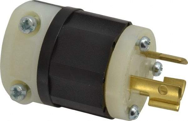 Leviton - 250 VAC, 15 Amp, L6-15P Configuration, Industrial Grade, Self Grounding Plug - 1 Phase, 2 Poles, 0.245 to 0.7 Inch Cord Diameter - Americas Industrial Supply