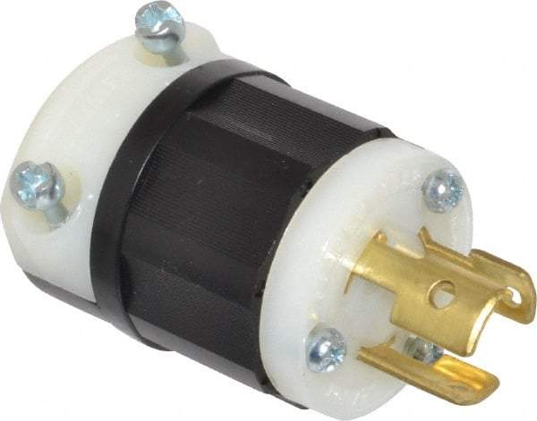 Leviton - 125 VAC, 15 Amp, L5-15P Configuration, Industrial Grade, Self Grounding Plug - 1 Phase, 2 Poles, 0.245 to 0.7 Inch Cord Diameter - Americas Industrial Supply