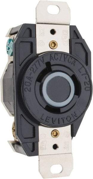 Leviton - 277 VAC, 20 Amp, L7-20R NEMA, Self Grounding Receptacle - 2 Poles, 3 Wire, Female End, Black - Americas Industrial Supply