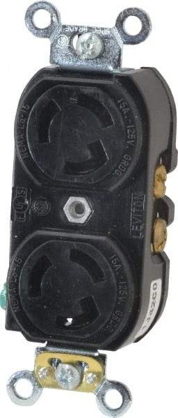 Leviton - 125 VAC, 15 Amp, L5-15R NEMA, Self Grounding Receptacle - 2 Poles, 3 Wire, Female End, Black - Americas Industrial Supply