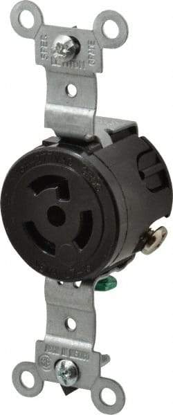 Leviton - 277 VAC, 15 Amp, L7-15R NEMA, Self Grounding Receptacle - 2 Poles, 3 Wire, Female End, Black - Americas Industrial Supply