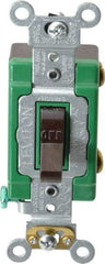 Leviton - 1 Pole, 120 to 277 VAC, 30 Amp, Industrial Grade, Toggle, Wall and Dimmer Light Switch - 1.31 Inch Wide x 4.06 Inch High - Americas Industrial Supply