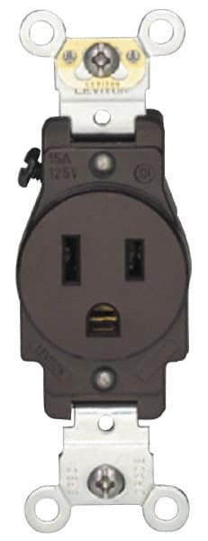 Hubbell Wiring Device-Kellems - 125/250 VAC, 30 Amp, 14-30R NEMA Configuration, Brown, Industrial Grade, Self Grounding Single Receptacle - 1 Phase, 3 Poles, 4 Wire, Flush Mount - Americas Industrial Supply