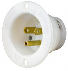 Leviton - 125 VAC, 15 Amp, 5-15P NEMA Configuration, White, Industrial Grade, Self Grounding Single Receptacle - 1 Phase, 2 Poles, 3 Wire, Flush Mount, Corrosion and Impact Resistant - Americas Industrial Supply