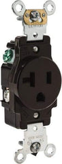 Leviton - 125 VAC, 20 Amp, 5-20R NEMA Configuration, Brown, Industrial Grade, Self Grounding Single Receptacle - 1 Phase, 2 Poles, 3 Wire, Flush Mount, Impact Resistant - Americas Industrial Supply