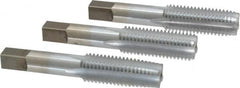 Made in USA - 3/4-10 UNC, 4 Flute, Bottoming, Plug & Taper, Chrome Finish, High Speed Steel Tap Set - Right Hand Cut, 4-1/4" OAL, 2" Thread Length, 2B/3B Class of Fit - Americas Industrial Supply