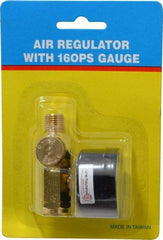 PRO-SOURCE - 1/4 NPT Port, Brass Dial Air Regulator - 10 to 120 psi Range, 120 Max psi Supply Pressure, 1/4" Gauge Port Thread, 2.36" Wide x 1.653" High - Americas Industrial Supply