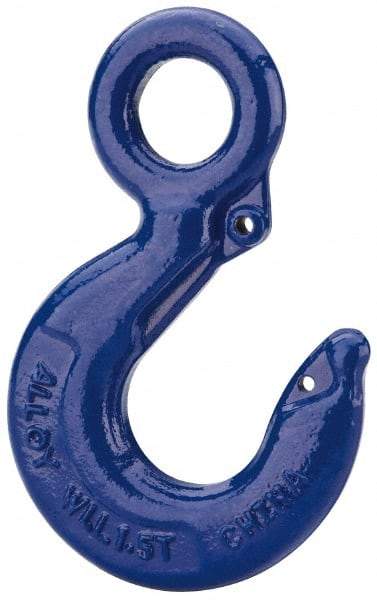 Value Collection - 6,000 Lb Capacity, Carbon Steel Eye Hook - 1-1/2" Hook Throat, 5.78" Reach, 1.56" Eye ID, 7.97" OAL, Plain Finish - Americas Industrial Supply