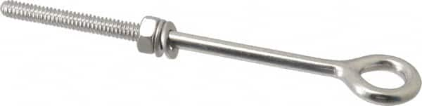 Value Collection - 1/4-20, Electropolished Finish, Stainless Steel Wire Turned Closed Eye Bolt - 2" Thread Length, 15/32" ID x 3/8" OD, 4-13/16" Shank Length - Americas Industrial Supply