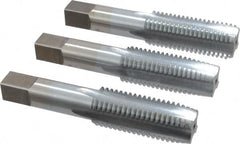 Made in USA - 1-8 UNC, 4 Flute, Bottoming, Plug & Taper, Chrome Finish, High Speed Steel Tap Set - Right Hand Cut, 5-1/8" OAL, 2-1/2" Thread Length, 2B/3B Class of Fit - Exact Industrial Supply