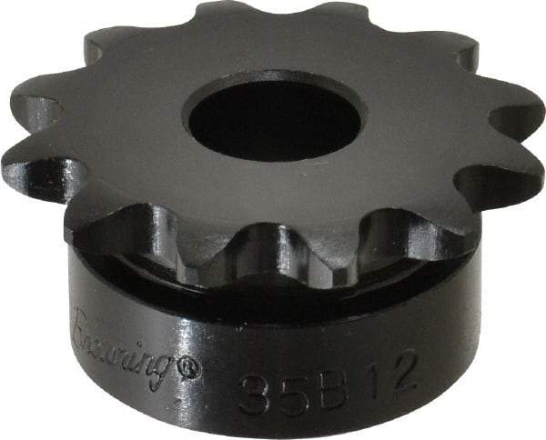 Browning - 12 Teeth, 3/8" Chain Pitch, Chain Size 35, Min Plain Bore Sprocket - 1/2" Bore Diam, 1.449" Pitch Diam, 1.62" Outside Diam - Americas Industrial Supply