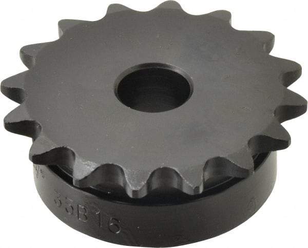 Browning - 16 Teeth, 3/8" Chain Pitch, Chain Size 35, Min Plain Bore Sprocket - 1/2" Bore Diam, 1.922" Pitch Diam, 2.1" Outside Diam - Americas Industrial Supply