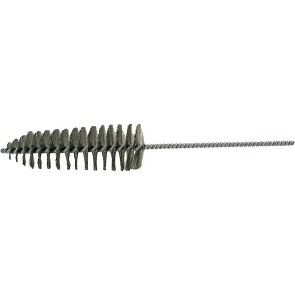 Brush Research Mfg. - 2-1/4" Diam Helical Stainless Steel Tube Brush - Single Spiral, 0.006" Filament Diam, 6-1/2" Brush Length, 14" OAL, 0.245" Diam Galvanized Steel Shank - Americas Industrial Supply