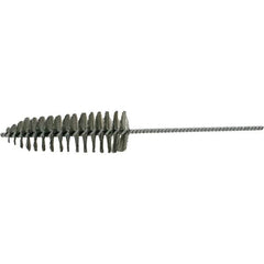 Brush Research Mfg. - 2-1/4" Diam Helical Stainless Steel Tube Brush - Single Spiral, 0.006" Filament Diam, 6-1/2" Brush Length, 14" OAL, 0.245" Diam Galvanized Steel Shank - Americas Industrial Supply