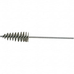 Brush Research Mfg. - 1-1/2" Diam Helical Steel Tube Brush - Single Spiral, 0.012" Filament Diam, 3-1/4" Brush Length, 10-1/2" OAL, 0.292" Diam Galvanized Steel Shank - Americas Industrial Supply