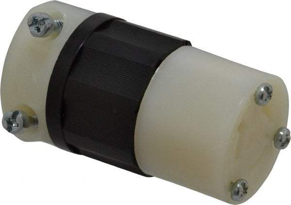 Leviton - 250 VAC, 15 Amp, L6-15R Configuration, Industrial Grade, Self Grounding Connector - 1 Phase, 2 Poles, 0.245 to 0.7 Inch Cord Diameter - Americas Industrial Supply