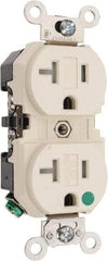 Leviton - 125 VAC, 20 Amp, 5-20R NEMA Configuration, Ivory, Hospital Grade, Self Grounding Duplex Receptacle - 1 Phase, 2 Poles, 3 Wire, Flush Mount, Tamper Resistant - Americas Industrial Supply