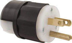 Leviton - 125 VAC, 15 Amp, 5-15P NEMA, Straight, Self Grounding, Industrial Grade Plug - 2 Pole, 3 Wire, 1 Phase, Nylon, Black, White - Americas Industrial Supply